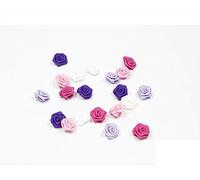 Lot de 20 roses en satin 1,5 cm Décoration de table de mariage baptême communion MIX pourpre fuchsia lilas blanc