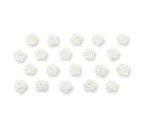 Lot de 20 roses en satin 1,5 cm Roses en tissu Décoration Bricolage Décoration de table de mariage baptême communion Fleurs applications blanc crème