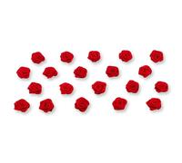Lot de 20 roses en satin de 15 mm - rouge Couleurs résistantes et lavables - Petites roses en tissu à coudre - Pour bricolage, couture, collage, décoration