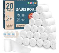 Lot de 20 rouleaux de bandage de gaze 5,1 cm x 4,2 m, soins médicaux de haute qualité et pansement de premiers secours, bandage vétérinaire