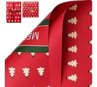 Lot de 20 rouleaux de papier cadeau de Noël - Mini rouleau - Rouge, blanc, vert, doré, renne et flocon de neige pour Noël, vacances, fête (Q)