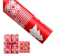 Lot de 20 rouleaux de papier cadeau de Noël - Mini rouleau - Rouge, blanc, vert, doré, renne et flocon de neige pour Noël, vacances, fête (N)