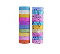 Lot de 20 rouleaux de ruban adhésif Washi à paillettes de couleur métallique pour loisirs créatifs, scrapbooking, cadeau, fournitures de fête - Couleur aléatoire