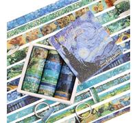 Lot de 20 rouleaux de ruban adhésif Washi pour peinture à l'huile avec 20 chefs-d'œuvre classiques, loisirs créatifs, loisirs créatifs, scrapbooking, emballage cadeau