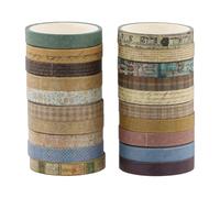 Lot de 20 Rouleaux de Ruban Adhésif Washi Vintage, Décoratif Masking Tape, Motif Brun Vintage, Accessoires de Scrapbooking, Bricolage, Travaux Manuels, Journal, Compatible avec le Papier