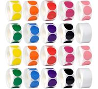 Lot de 20 rouleaux d'étiquettes d'organisation pour travaux manuels, maison, vente au détail, classification à code couleur, lot de 20 rouleaux d'étiquettes rondes de 2,5 cm, étiquettes d'inventaire