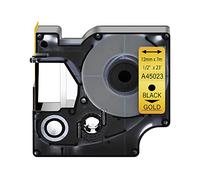 Lot de 20 rubans adhésifs compatibles pour Dymo D1 45023 S0720630 Noir sur or 12 mm x 7 m de rechange pour LabelManager LM 160 210D 220P 260P 280 360D 420P 450D 500TS PnP MobileLabelPoint