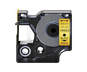 Lot de 20 rubans adhésifs compatibles pour Dymo D1 45023 S0720630 Noir sur or 12 mm x 7 m de rechange pour LabelManager LM 160 210D 220P 260P 280 360D 420P 450D 500TS PnP MobileLabelPoint