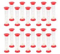 Lot de 20 sabliers pour enfants - 1 minute - Sablier rouge avec sable blanc - Minuterie incassable pour le brossage des dents des enfants - Jeu et apprentissage - Cuisine pour enfants - École et