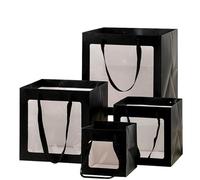 Lot de 20 sachets carrés transparents en PVC avec fenêtre et poignée, pouvant servir boîte à gâteaux différentes tailles, manchon for pots fleurs ou d'emballage for poupées(Svart)