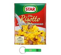 Lot de 20 sachets de riz crémeux aux cèpes et au safran - 100 % italien - 175 g - Avec porte-clés Beni Culinari