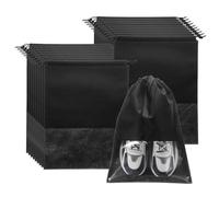 Lot de 20 sacs à chaussures de voyage non tissés avec cordon de serrage, sacs de rangement anti-poussière portables avec fenêtre transparente pour homme et femme pour voyage, sport, usage domestique