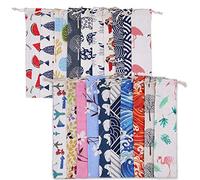 Lot de 20 sacs à couverts réutilisables avec cordon de serrage 25,4 x 6,1 cm