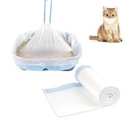 Lot de 20 sacs à litière pour chat - 67 x 40 cm - Avec cordons de serrage - Blanc/bleu