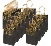 Lot de 20 sacs cadeaux en papier kraft, avec un beau design doré, exquis et durable