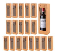 Lot De 20 Sacs Cadeaux En Papier Kraft Pour Vin, Sac Cadeau De Vin Sac Réutilisable, Organisateur De Vin Kraft, Sacs À Bouteille De Vin Pour Mariage, Noël, Cadeaux De Fête (Marron)