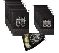 Lot de 20 Sacs de Rangement for Chaussures, Sacs Anti-poussière Non tissés, Sacs de Voyage Portables for Chaussures, Pochettes de Rangement for Chaussures(Black,S)