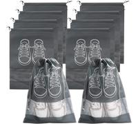 Lot de 20 Sacs de Voyage for Chaussures, Grands, Moyens et Portables, avec Cordon de Serrage, Non tissés, Anti-poussière, Peu encombrants(Grey,L)