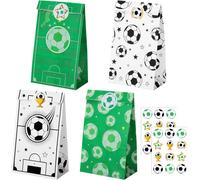 Lot De 20 Sacs En Papier - 4 Styles - Pour Fête D'anniversaire - Avec 24 Autocollants - Pour Décoration De Football, Anniversaire D'enfant