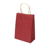 Lot de 20 sacs en papier kraft multifonctions couleur douce avec poignées, cadeaux for festivals, courses Boîtes cadeaux(Red,15x21x8cm)