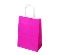 Lot de 20 sacs en papier kraft multifonctions couleur douce avec poignées, cadeaux for festivals, courses Pour Maison(Pink,21x27x11cm)
