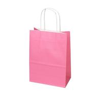 Lot de 20 sacs en papier kraft multifonctions couleur douce avec poignées, cadeaux for festivals, courses Boîtes cadeaux(Red pink,15x21x8cm)