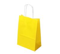 Lot de 20 sacs en papier kraft multifonctions couleur douce avec poignées, cadeaux for festivals, courses pour Sacs Cadeaux(Yellow,21x27x11cm)
