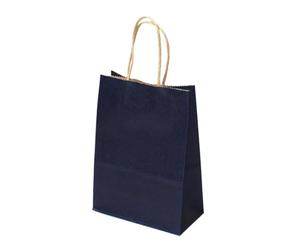 Lot de 20 sacs en papier kraft multifonctions couleur douce avec poignées, cadeaux for festivals, courses Pour Maison(Dark blue,21x27x11cm)