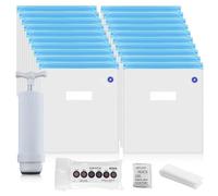 Lot de 20 sacs sous vide pour imprimante 3D - 30 x 34 cm - Filament de compression sous vide - Avec pompe à air manuelle - Réutilisables - Sacs sous vide transparents pour filament - Protection contre