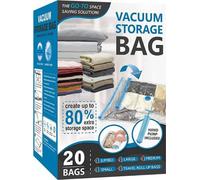 Lot de 20 sacs sous vide pour vêtements avec valve étanche et pompe manuelle - STORAGEBAG