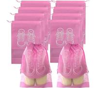 Lot de 20 Sacs Voyage for Chaussures, Grands, Moyens et Portables, avec Cordon Serrage, Non tissés, Anti-poussière, Peu encombrants pour Chaussures(Pink,L)