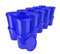 Lot de 20 seaux avec couvercle - 16 l - Bleu - Alimentaire, hermétique et stable - Seau vide avec poignée et fermeture - Couvercle pour aliments, produits chimiques, mur, peinture, lessive en poudre