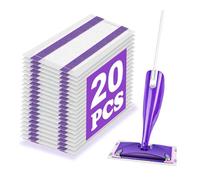 Lot de 20 serpillères compatibles avec les serpillères Swiffer WetJet, tampons de nettoyage humides pour tous les usages, multi-surfaces, 4 couches épaisses et super absorbantes.