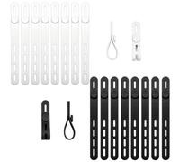 Lot de 20 Serre-Câbles Silicone Noir Blanc, Réutilisables Réglables | Gestion fils organiseur, caoutchouc souple, attaches ajustables, bureau maison auto, lien maintien, rangement fils