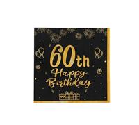 Lot de 20 serviettes à cocktail Cheers to Years - Serviettes de fête d'anniversaire noires et dorées de 17,8 x 17,8 cm pour anniversaire de mariage et célébrations importantes