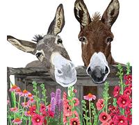Lot de 20 serviettes avec deux ânes curieux | Animaux | Fleurs | Printemps | Été 33 x 33 cm