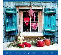 Lot de 20 serviettes avec fenêtre de Noël - Décoration de table 33 x 33 cm