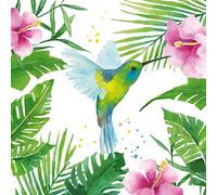Lot de 20 serviettes colibri dans la forêt tropicale - Animaux - Décoration de table 33 x 33 cm