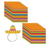 Lot de 20 Serviettes Colorées, 1 Bandeau Mexicain, Décorations de Fête Mexicaine et d'Anniversaire pour Adultes