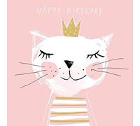 Lot de 20 serviettes d'anniversaire rose avec motif de chat - Décoration d'anniversaire / fête d'anniversaire / décoration de table d'anniversaire pour fille, princesse, couronne, femme, chaton, fête