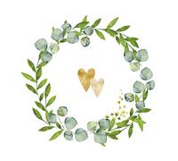 Lot de 20 petites serviettes de cocktail en forme de cœurs dorés dans la couronne | Mariage | Mariage | Eucalyptus | Décoration de table | Decoupage | Technique de serviette 25 x 25 cm