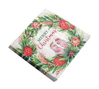 Lot de 20 serviettes de cocktail de Noël décoratives en forme de ferry Christmas | Red Wreath, Noël d'invité de Noël, pour le déjeuner de fête, la salle de bain et la cuisine