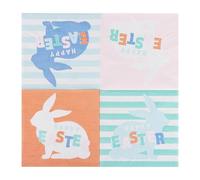 Lot de 20 serviettes de cocktail de Pâques, motif lapin, serviettes en papier coloré et mignon, accessoires de table pour les vacances de printemps