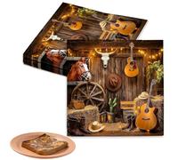 Lot de 20 serviettes de fête Wild West - Style cowboy - Accessoire de fête - Décoration de table - Décoration occidentale - Pour anniversaire de garçon, fête prénatale, accessoires de fête