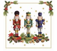 Lot de 20 serviettes de Noël avec trois casse-noix colorés comme décoration de table. Serviettes en papier avec motif. Également pour le découpage et la technique de la serviette 33 x 33 cm