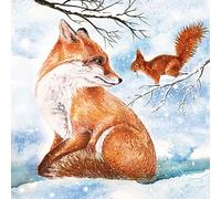 Lot de 20 serviettes de renard en hiver animal de la forêt 33 x 33 cm