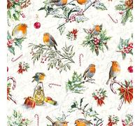 Lot de 20 serviettes de table avec beaucoup d'oiseaux dans l'ambiance de Noël - Hiver - Noël - 33 x 33 cm