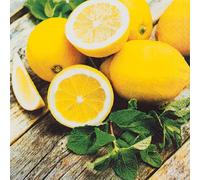 Lot de 20 serviettes de table - Beaucoup de citrons frais - Nourriture - Fruits - Jardin - Été - Végétarien - Décoration de table - Decoupage - Technique de serviette : 33 x 33 cm