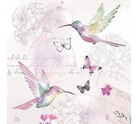 Lot de 20 serviettes de table Colibri et papillons au style vintage | Serviettes d'animaux | Motif animaux | Technique de serviettage | Découpage | Bricolage | Décoration de table 33 x 33 cm