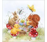 Lot de 20 serviettes de table d'animaux à peindre avec carte Setita 33 x 33 cm